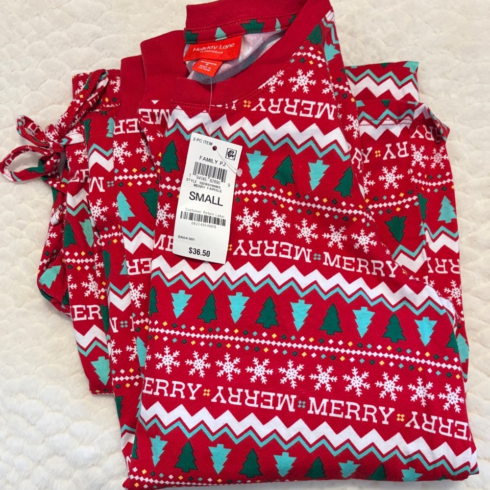 Holiday Lane Festive Red and Green Merry Pajama Set small